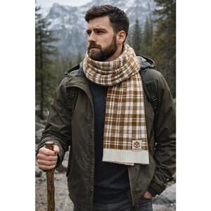 Timberland Men's Classic Plaid Knit Scarf - Cozy & Stylish